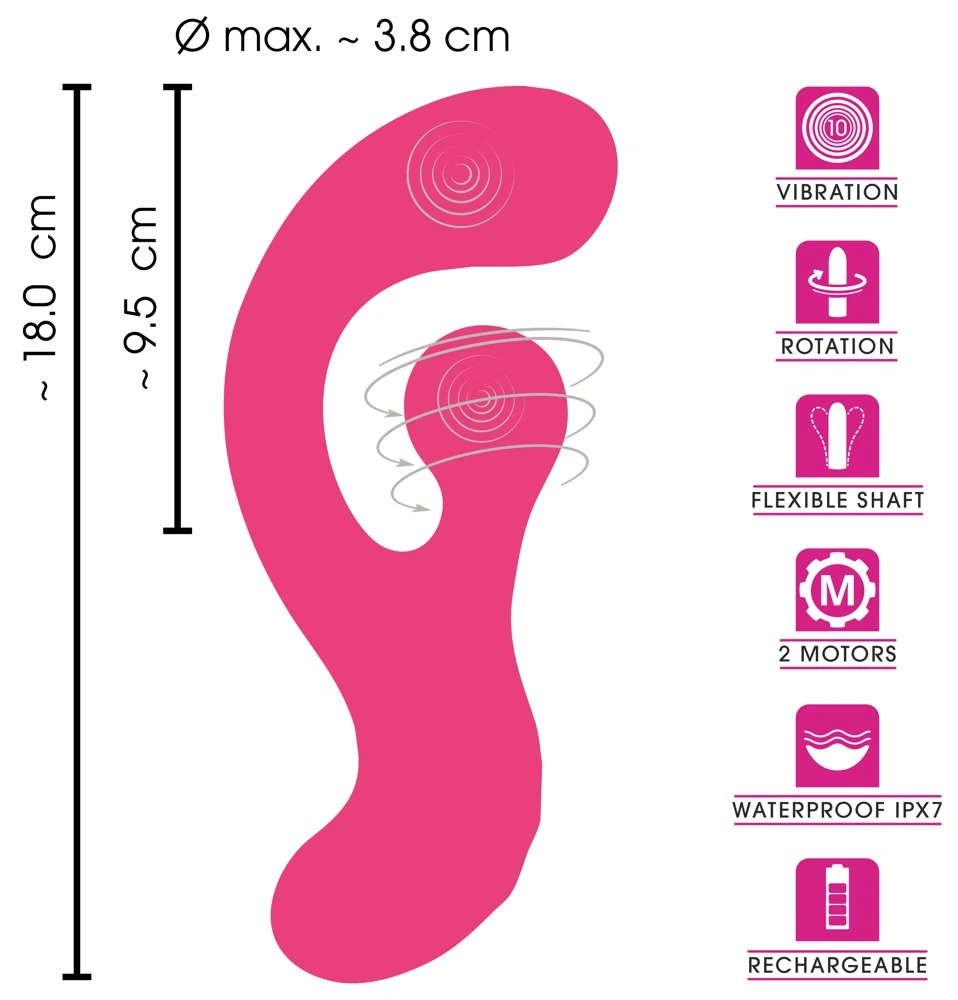 Sweet Smile G-Spot Vibrator with Rotation 18 cm