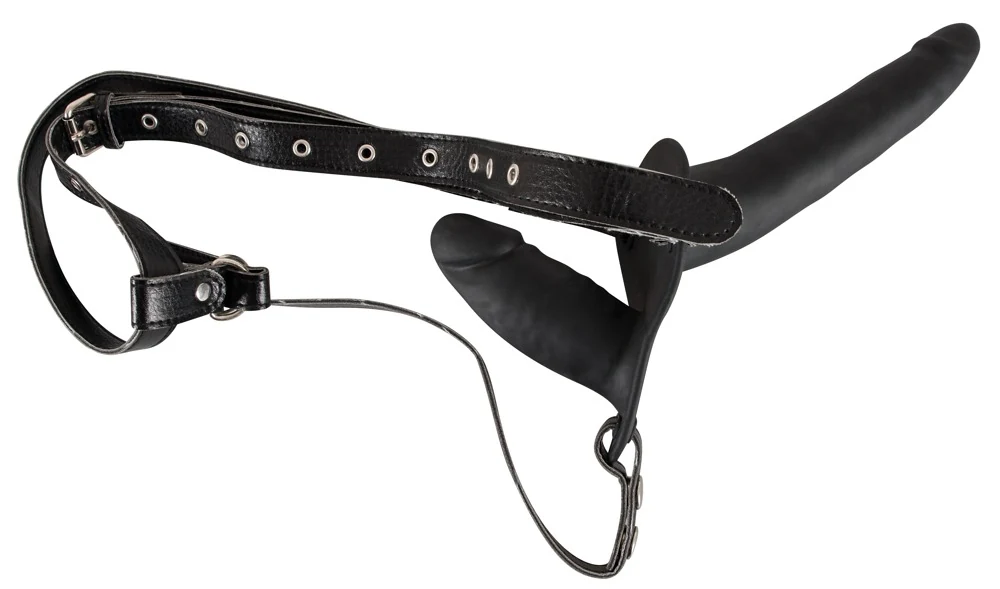You2Toys Double Strap On Black Silicone strap-on