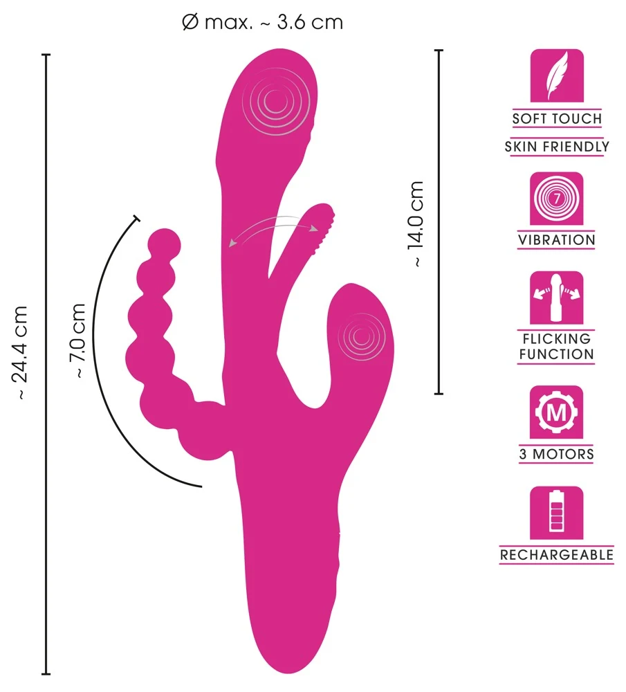 Sweet Smile Triple Vibe With Flicking Tongue 24,4 cm vibrator
