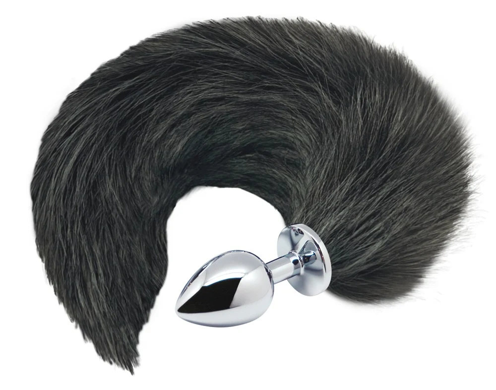 Alive Black White Fox Tail 8 cm anal toy