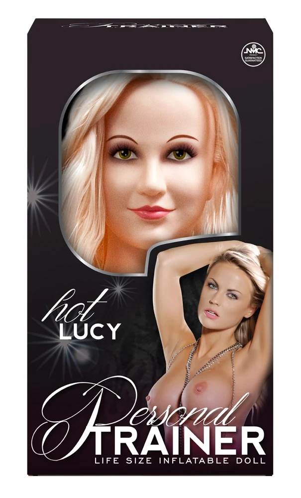 Blonde Lucy opblaasbare liefdespop met vibrerend inzetstuk