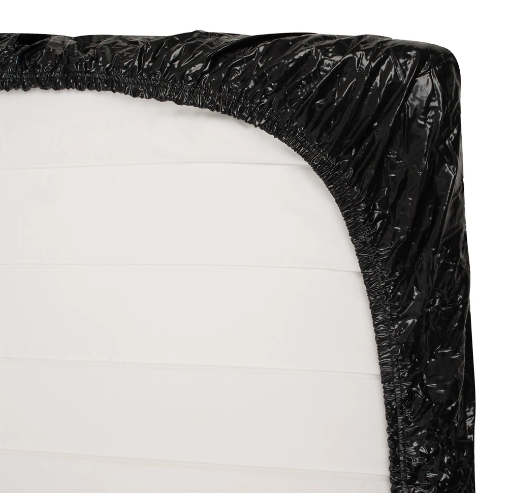 Zwart vinyl hoeslaken 220 x 220 cm