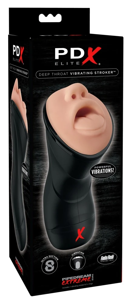 PDX Elite Deep Throat Vibrating Stroker masturbator