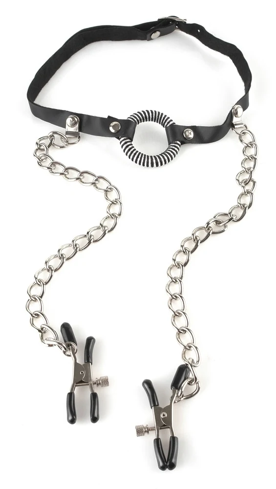 FF Series O-Ring Gag with Nipple Clamps ketten klemmen