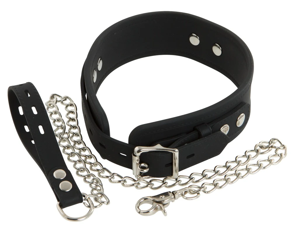 Bad Kitty Silikon-Halsband mit Leine handschellen und -fesseln