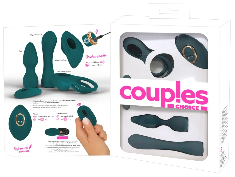 Couples Choice RC Mini Vibrator with 4 Attachments