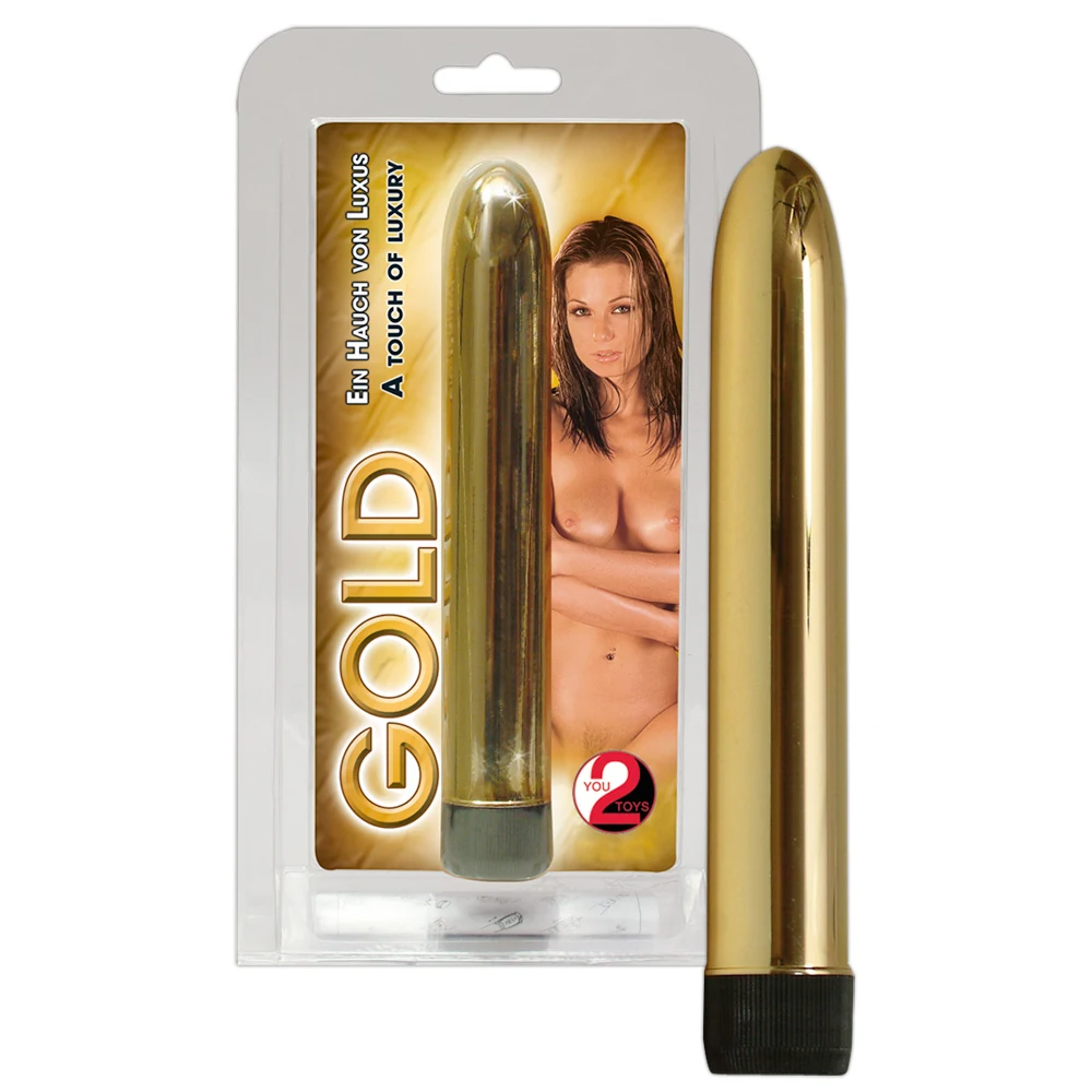Gouden vibrator met traploze trillingsregeling