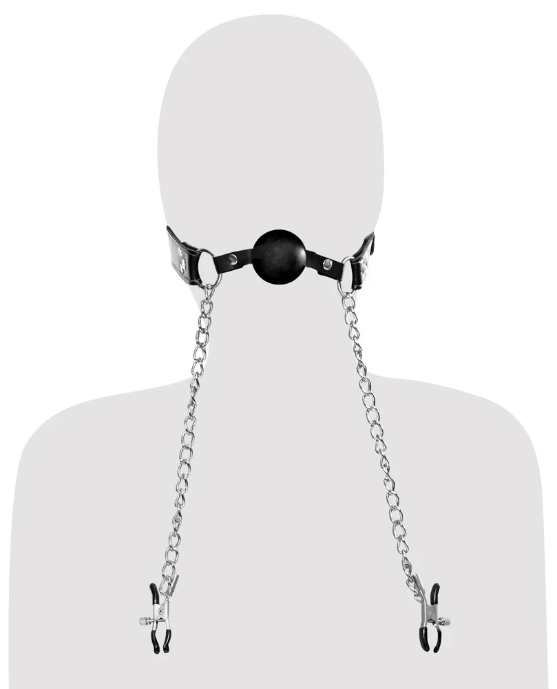 FF Extreme Deluxe Ball Gag and Nipple Clamps ketten klemmen