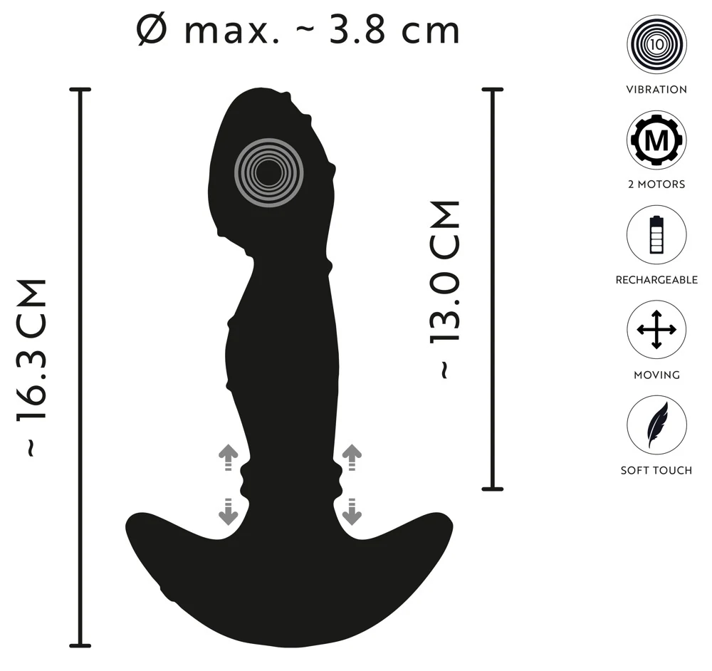 ANOS Vibrating Prostate Plug with Moving Rings 16,3 cm anal toy
