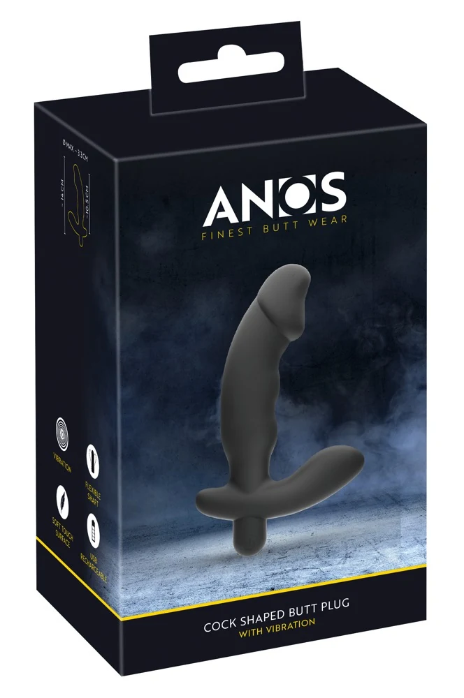ANOS Cock Shaped Butt Plug with Vibration 14 cm anal toy