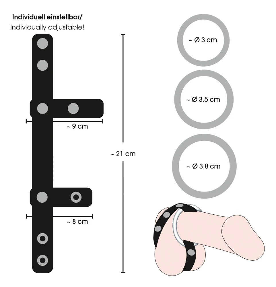 Verstelbare penis- en balring set met 3 ringen
