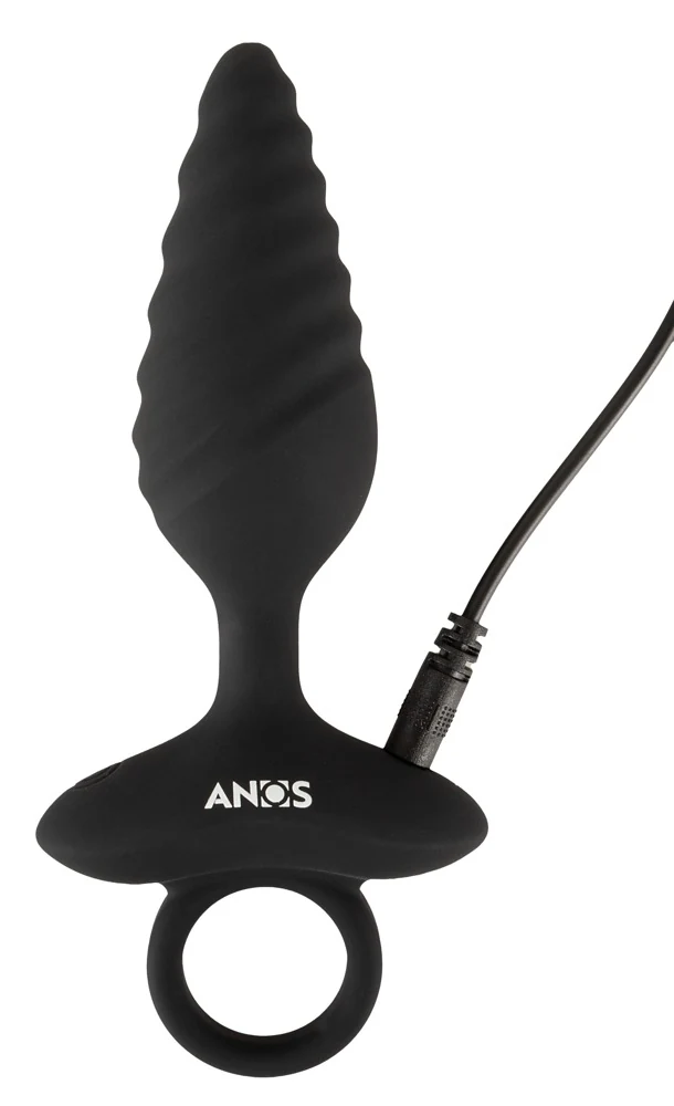 ANOS Flexible Butt Plug Twisted Design with Vibrations 14,8 cm anal toy