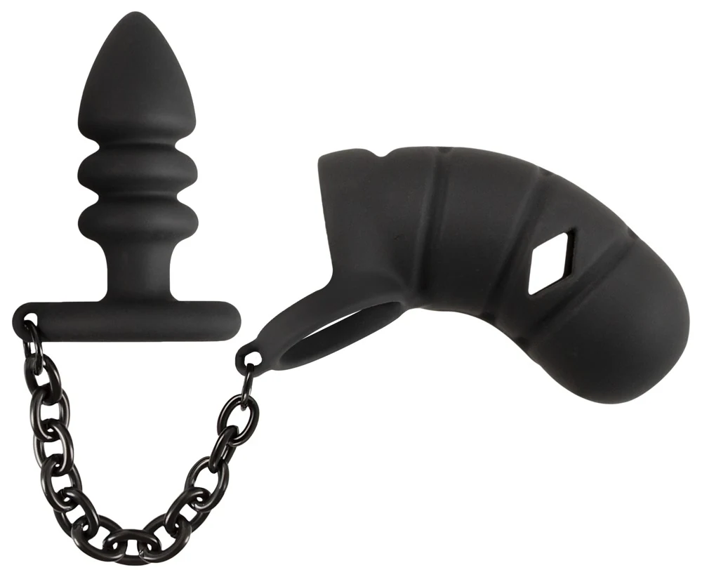 Black Velvets Cock cage with butt plug sonstiges