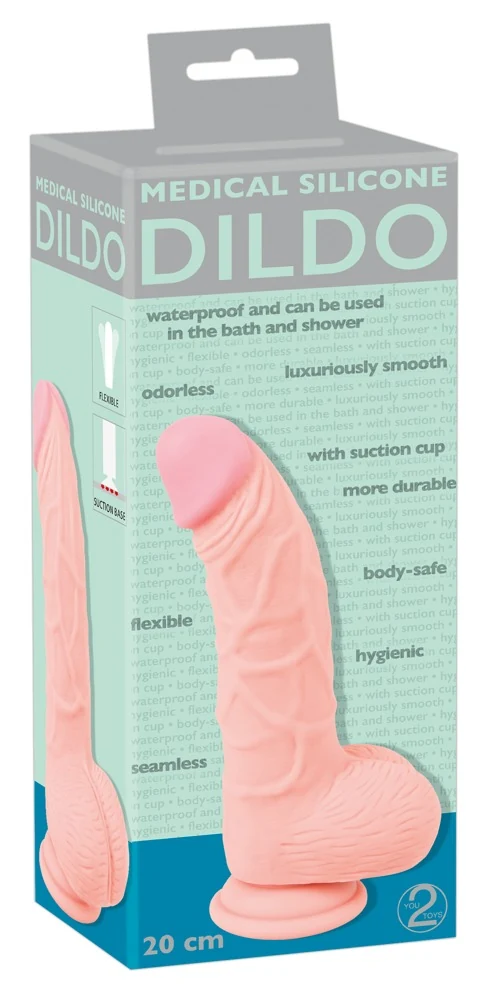 Realistische siliconen dildo met zuigvoet 20 cm