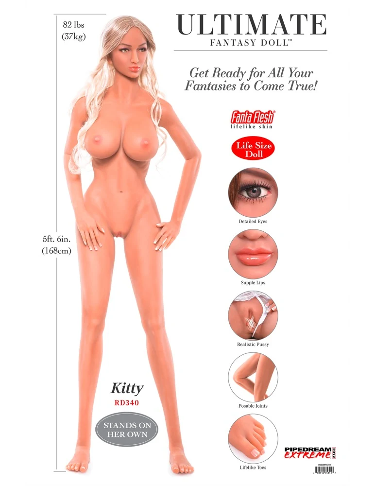 Levensgrote liefdespop Kitty 168 cm blond