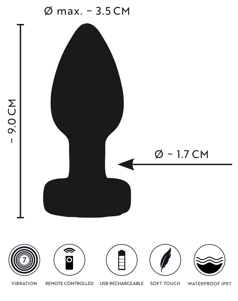 ANOS RC Flashing Butt Plug with Vibration 9 cm anal toy