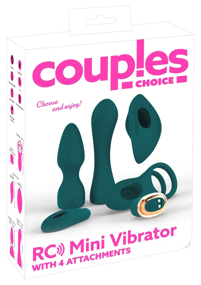 Couples Choice RC Mini Vibrator with 4 Attachments