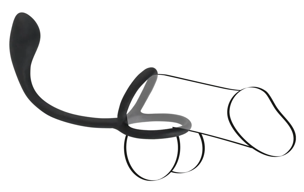 Black Velvets Cock ball ring with butt plug 16 cm anal toy