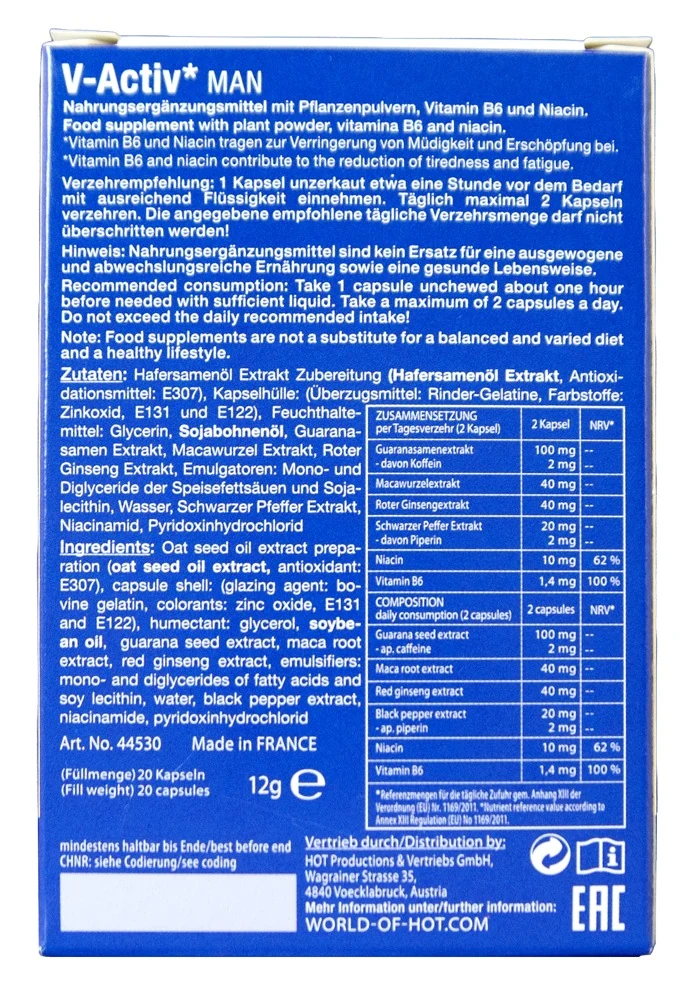 HOT V-Activ MAN Performance nahrungsergänzungsmittel