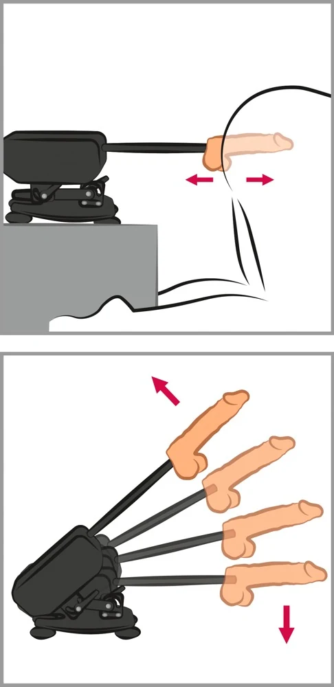 Compacte RC seksmachine met dildo's en masturbator