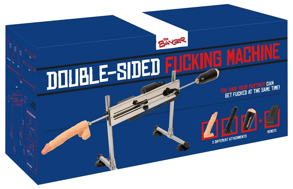 The Banger dubbelzijdige seksmachine met dildo's en sleeve