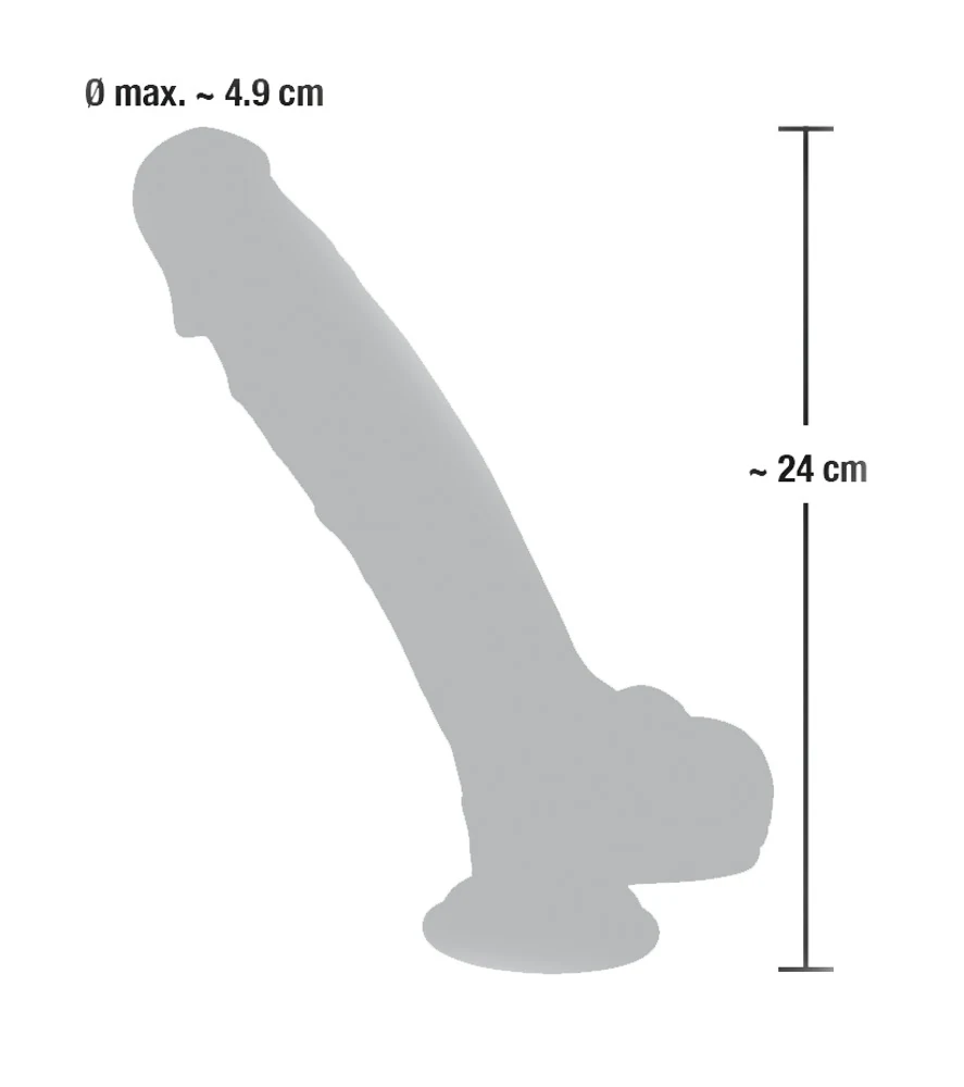 Levensechte siliconen dildo met zuigvoet 24 cm