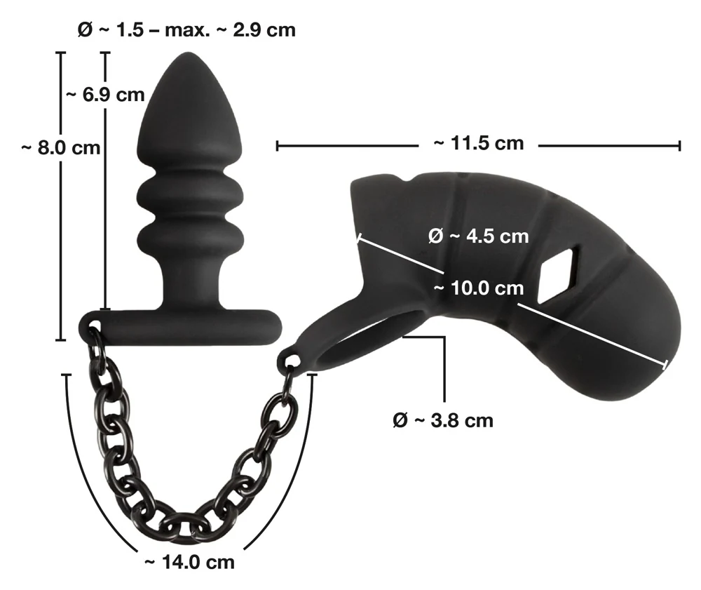 Black Velvets Cock cage with butt plug sonstiges