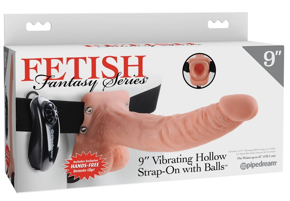 FF Series 9“ Vibrating Hollow Strap-on with Balls