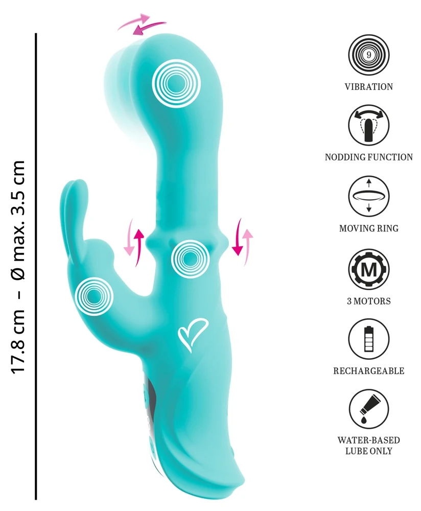 beau coeur ORIVEN Slide Ring Rabbit Vibrator 17,8 cm