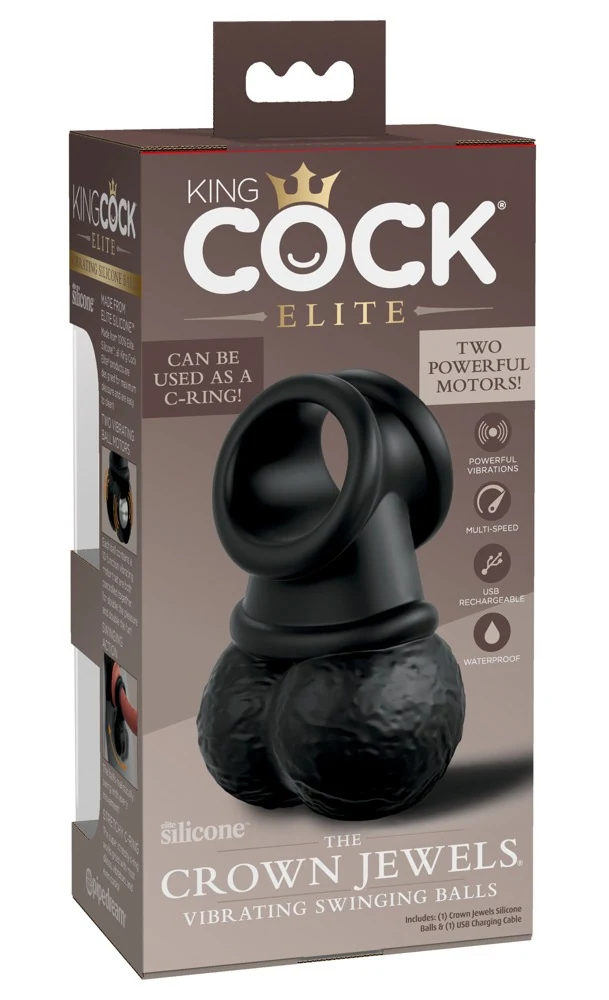 King Cock Elite Crown Jewels Vibrating Swinging Balls penisring