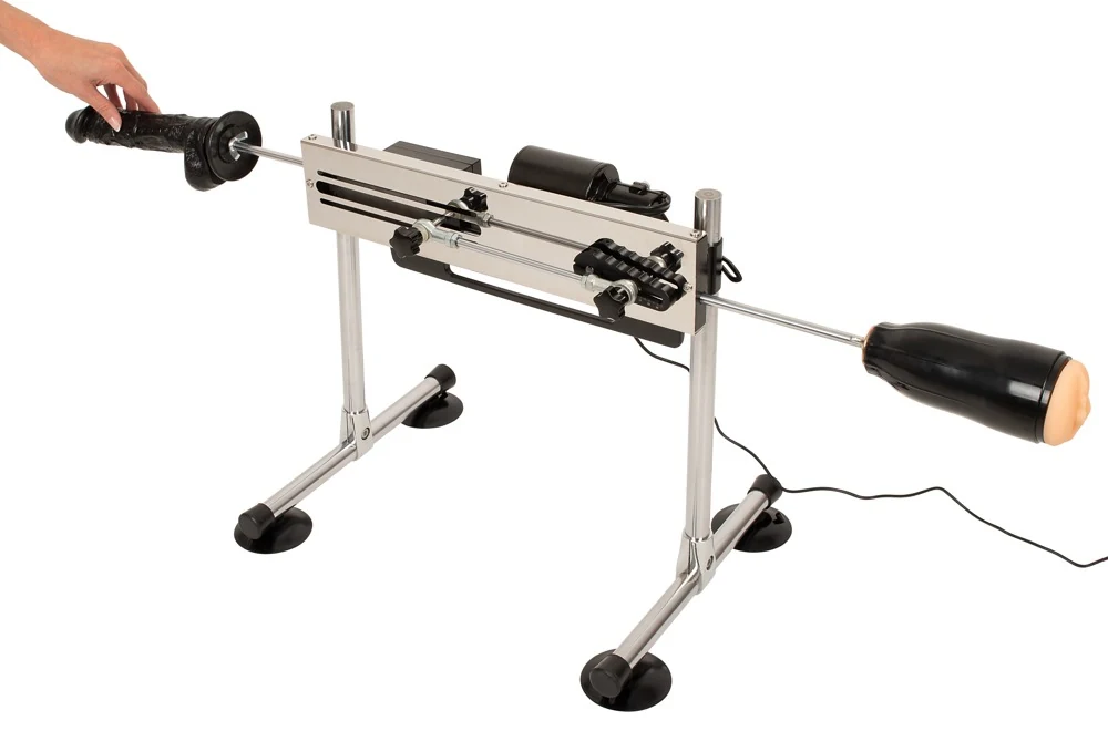 The Banger dubbelzijdige seksmachine met dildo's en sleeve
