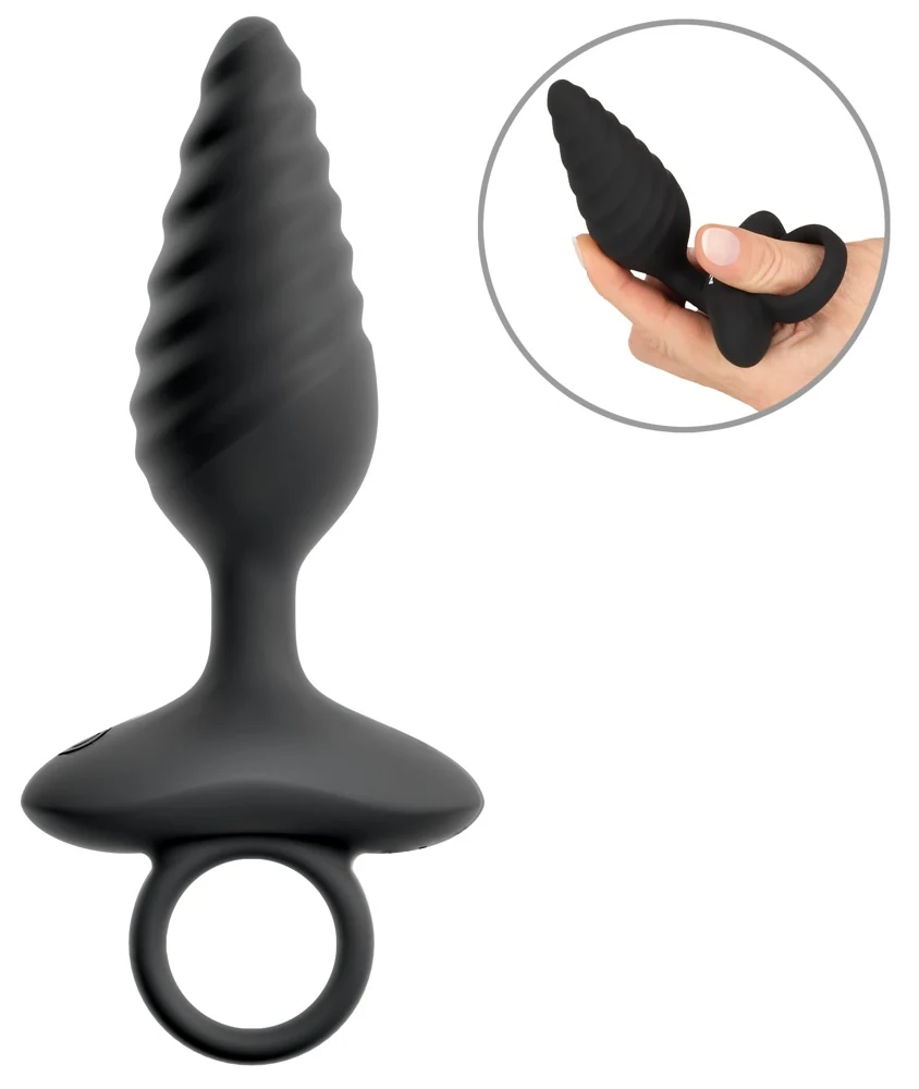 ANOS Flexible Butt Plug Twisted Design with Vibrations 14,8 cm anal toy