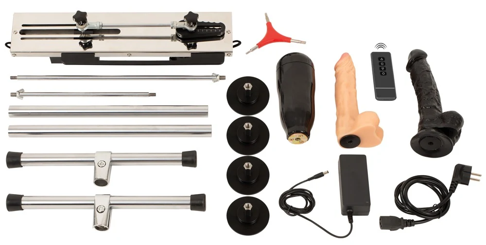The Banger dubbelzijdige seksmachine met dildo's en sleeve