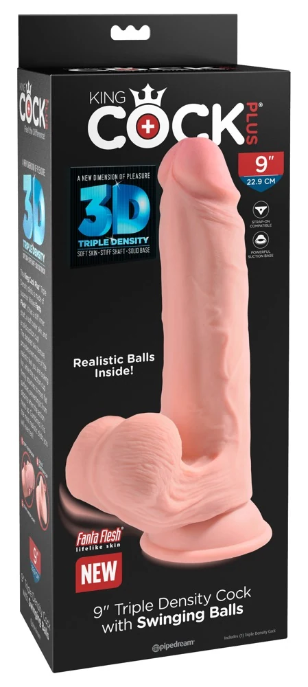 King Cock Plus Triple Density with Swinging Balls 26 cm dildo