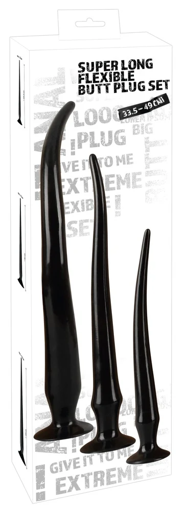 Super lange flexibele butt plug set 3-delig