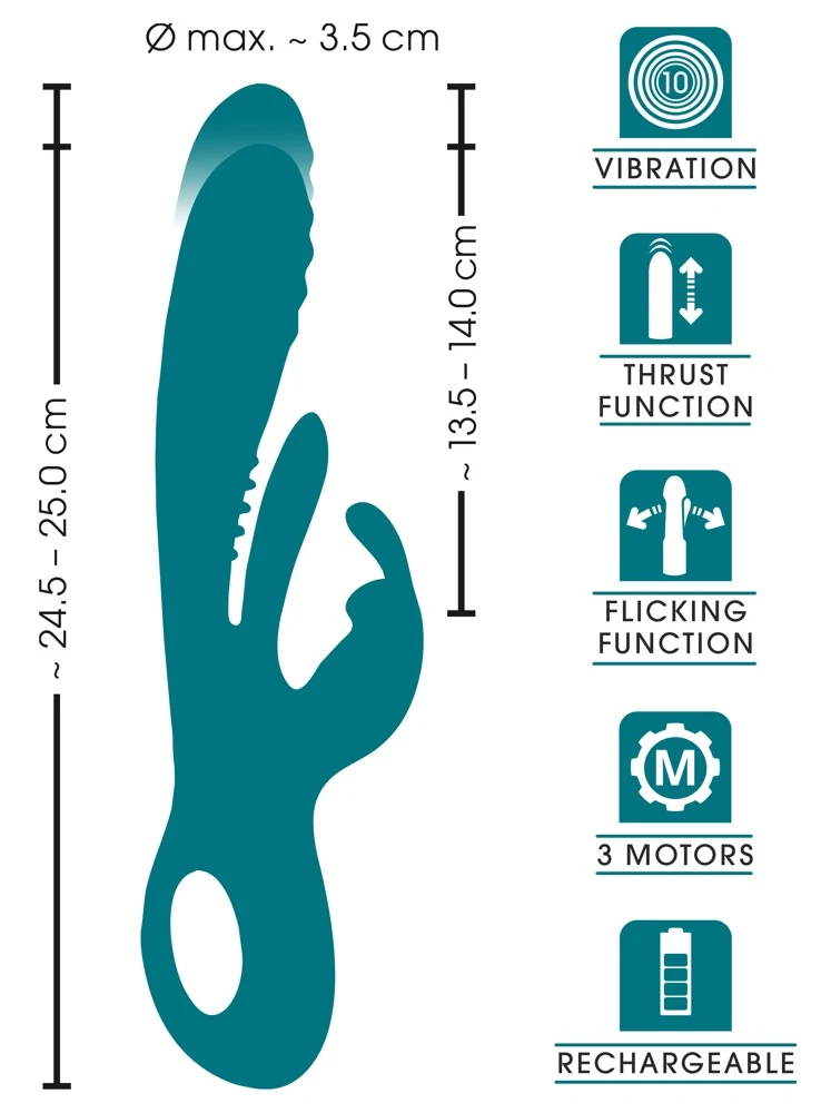 Sweet Smile Rabbit Vibrator with Thrust Function and G-Spot Stimulation 25 cm
