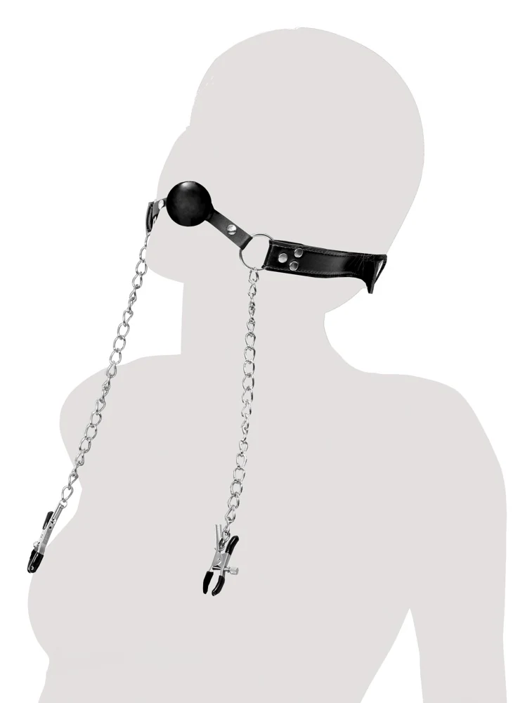 FF Extreme Deluxe Ball Gag and Nipple Clamps ketten klemmen
