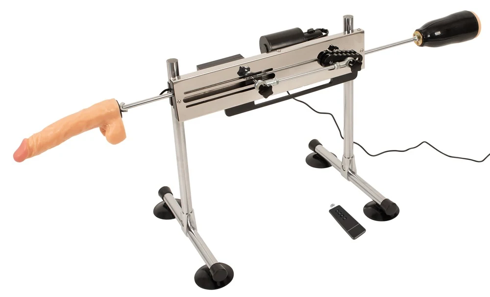 The Banger dubbelzijdige seksmachine met dildo's en sleeve