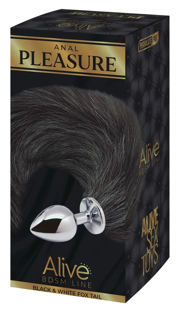 Alive Black White Fox Tail 8 cm anal toy