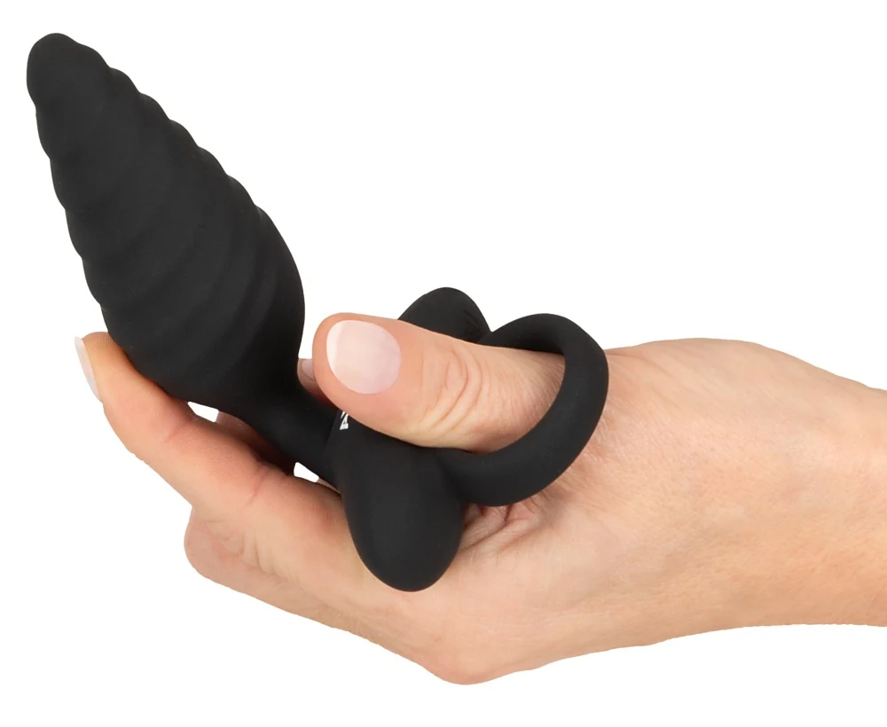 ANOS Flexible Butt Plug Twisted Design with Vibrations 14,8 cm anal toy