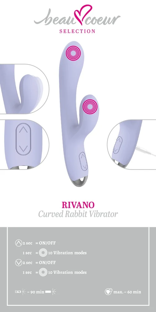 beau coeur RIVANO Curved Rabbit Vibrator 20,4 cm