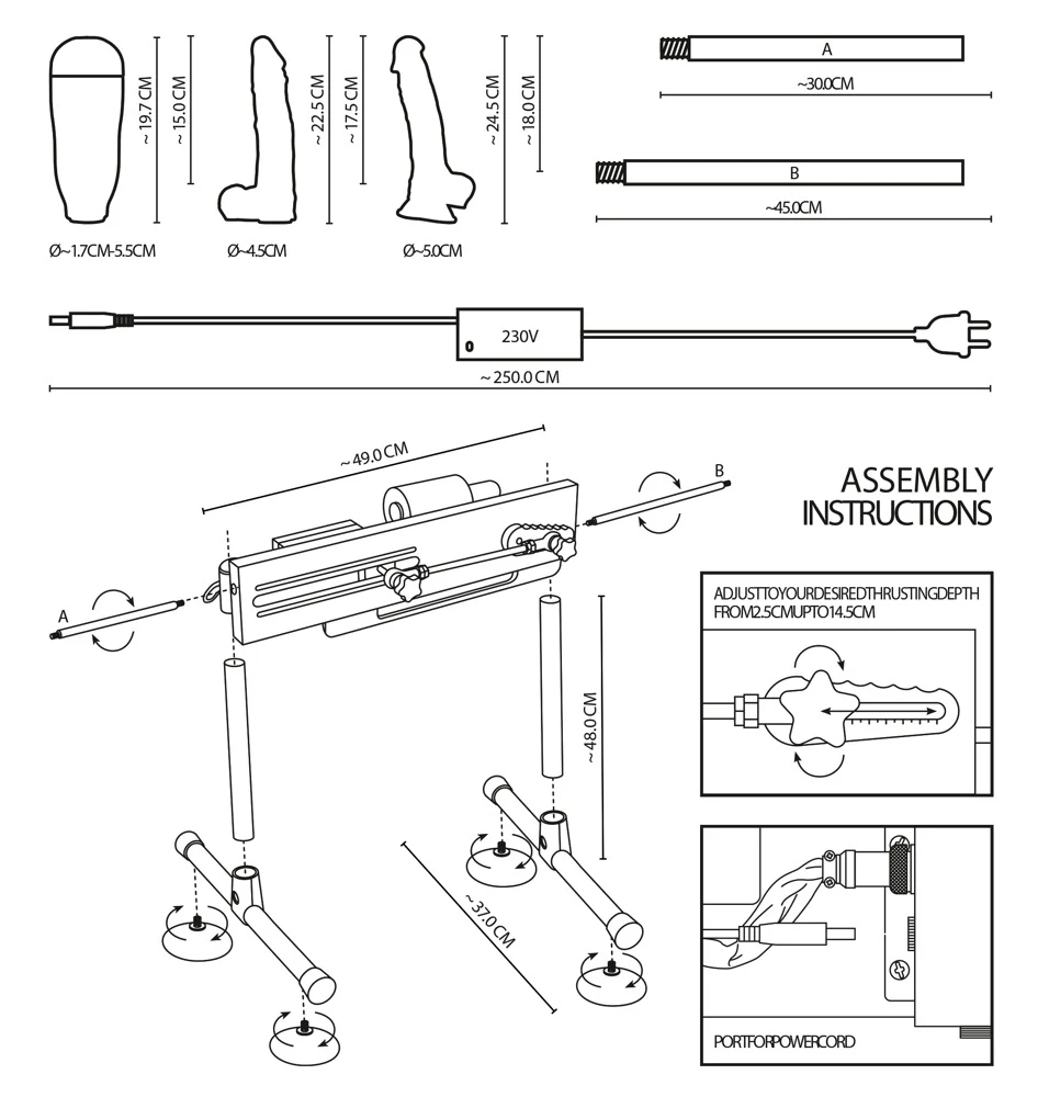 The Banger dubbelzijdige seksmachine met dildo's en sleeve